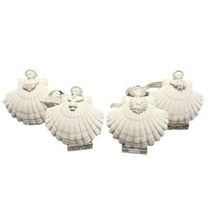 Margaret Furlong 4" Angel Ornaments Set of 4 White Shell Christmas Vintage